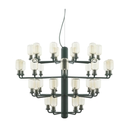 Amp Kronleuchter - Groß, Gold/Grüner Marmor